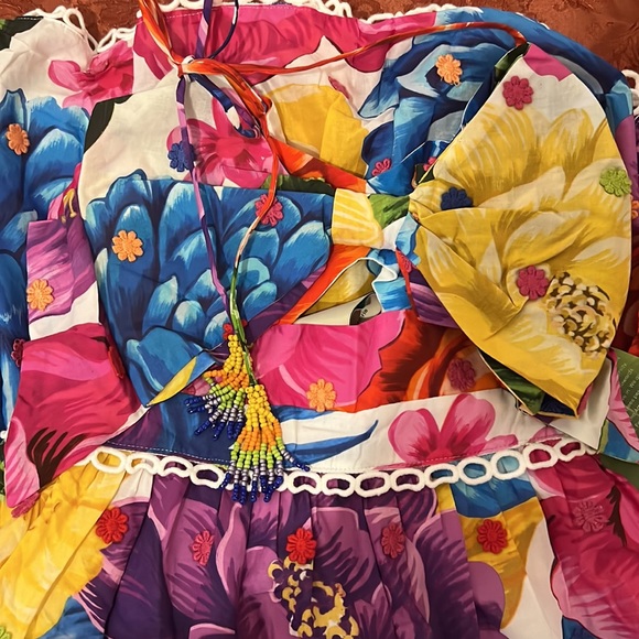 Farm Rio Rainbow Chita Floral-Print Midi Dress Size M - Picture 12 of 13